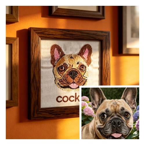 Personalized custom emboridery pet portrait gift for birthdays, holidays & anniversaries