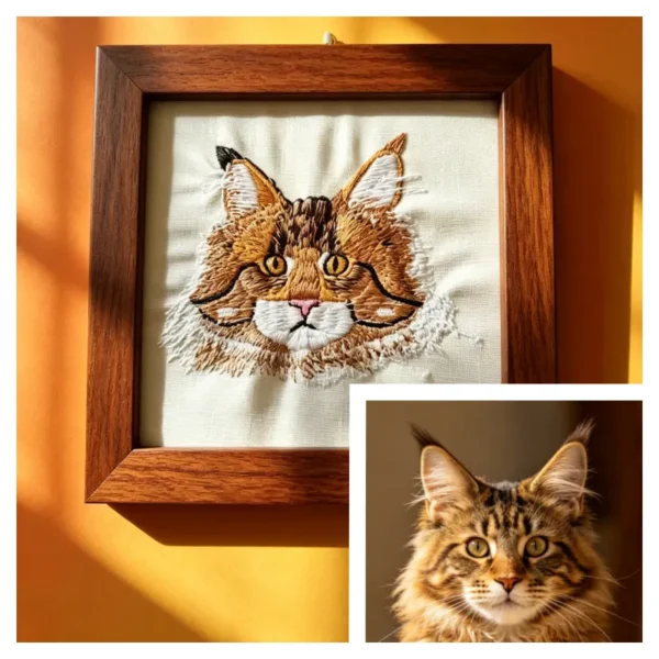 Personalized custom emboridery pet portrait gift for birthdays, holidays & anniversaries