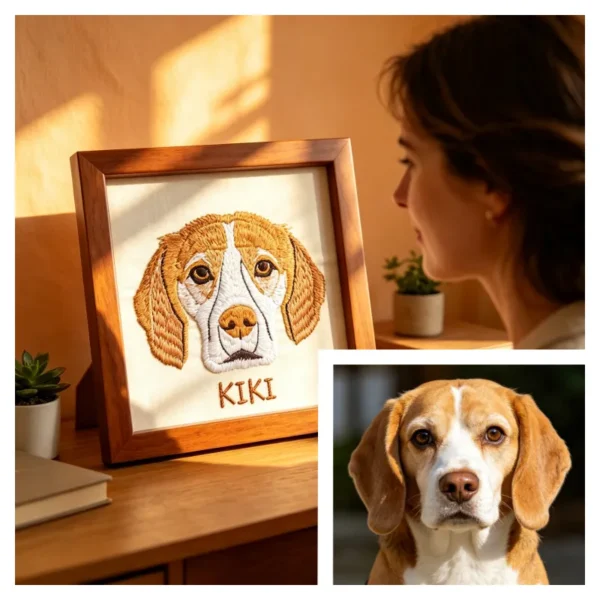 Personalized custom emboridery pet portrait gift for birthdays, holidays & anniversaries
